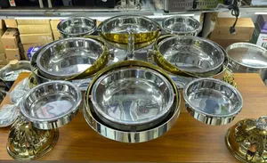 8pcs Rotating Round Serving Dishes - Gold