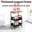 3-Tier Rolling Table Set with Wooden Top & Metal Mesh Baskets - 2