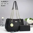 Xuanli Lisa Classic Grey Quilted Handbag Set with Wallet - 1
