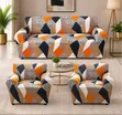 Geometric Print Stretch Sofa Cover Set (7 Seater) - 1