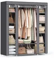 Grey Metal Frame Fabric Wardrobe - 1