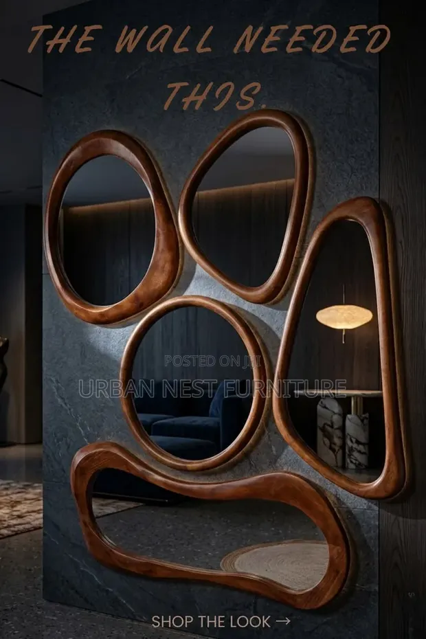 3D Wooden Wall Mirrors - Natural Wood Texture - 1