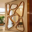 3D Wooden Wall Mirrors - Natural Wood Texture - 3