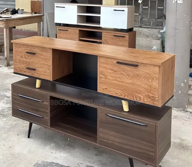 Wood-Mode TV Stand with Drawers - Multicolored - 1
