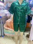 Satin Short Pyjamas - Green (L) - 2