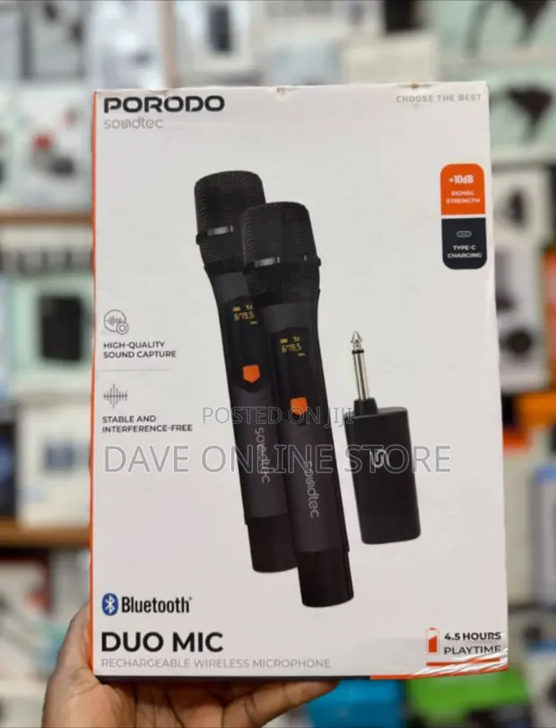 Porodo Soundtec Duo Mic Aluminum Rechargeable Wireless Microphone - 1