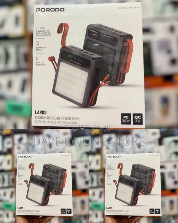 Porodo Laros Solar Power Bank with 22.5W Fast Charging - 1