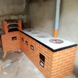 4-Burner L-Shaped Energy Saving Firewood & Charcoal Stove with Grill - 1