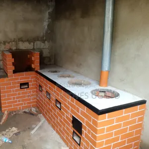 4-Burner L-Shaped Energy Saving Firewood & Charcoal Stove with Grill