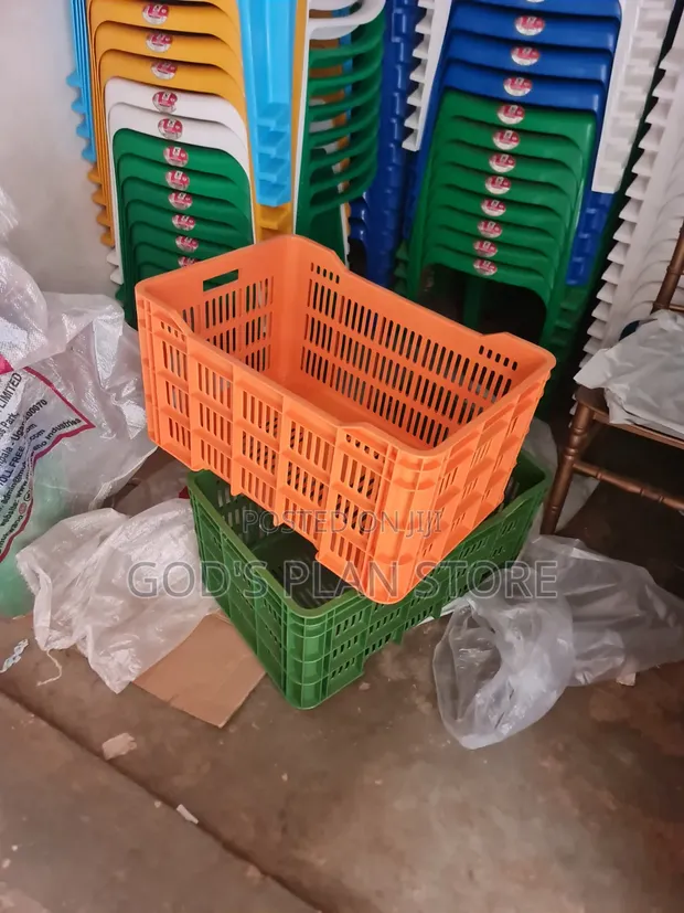 Orange Plastic Crates for Harvest Storage - 1
