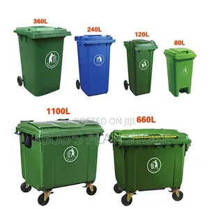 4 Rolled Outdoor Plastic Dust Bins - 1100 Litres