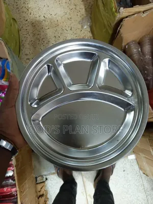 Stainless Steel Partitioned Dinner Plates - 12 pcs