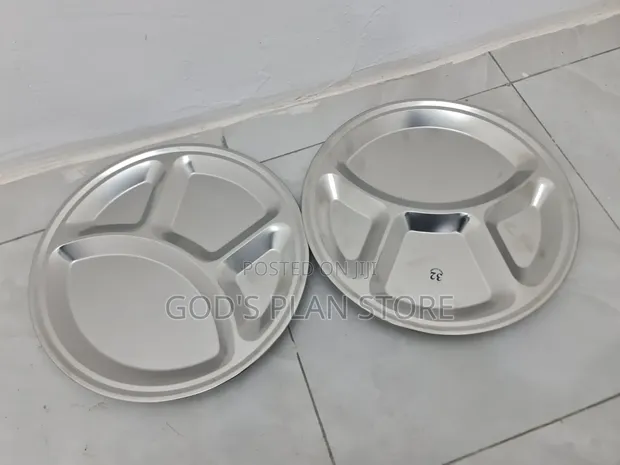 6pcs Stainless Steel Silver Dinner Plates - 1