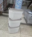 Off White Rattan Laundry Basket - 3