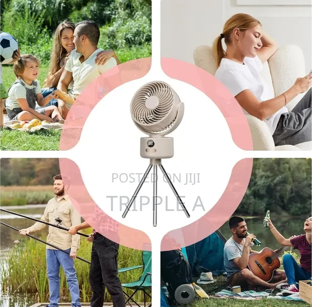 Outdoor Rechargeable Fan with Tripod Feet - 1