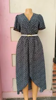 Elegant Black and White Floral Midi Dress - 1