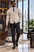 Men's Executive Wool Blend Cardigan Sweater - 1