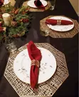 6pcs Gold Octagon Placemats - 3