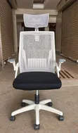 Black and White Mesh Headrest Chair with Head Support - 2