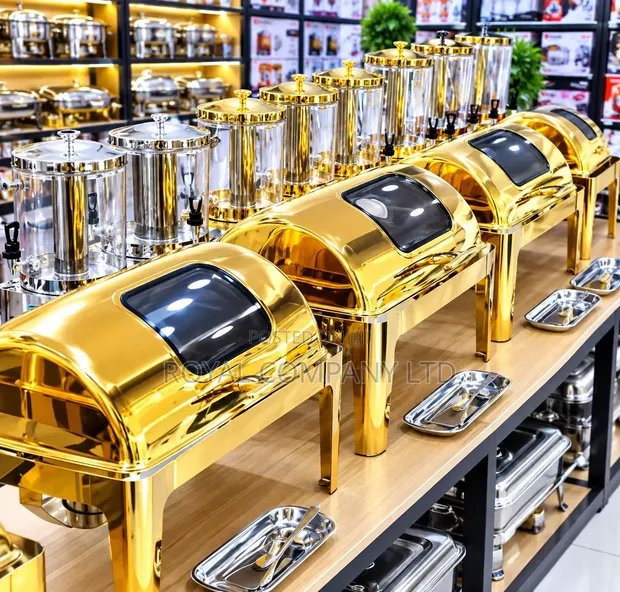 Gold Stainless Steel Roll-Top Chafing Dish - 9L - 1