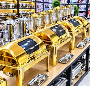 Gold Stainless Steel Roll-Top Chafing Dish - 9L
