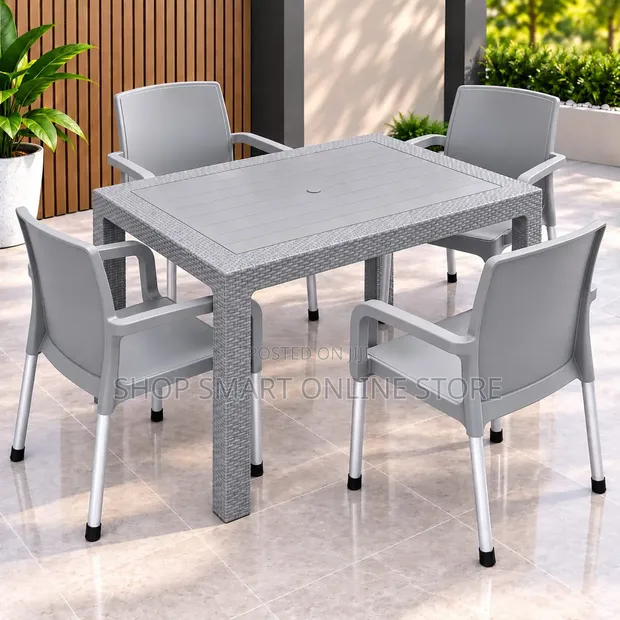 Brand New Plastic Dining Table and Chairs Set - 1
