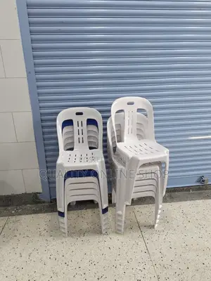 White High Back Plastic Chairs (Set of 4)