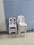 White High Back Plastic Chairs (Set of 4) - 2
