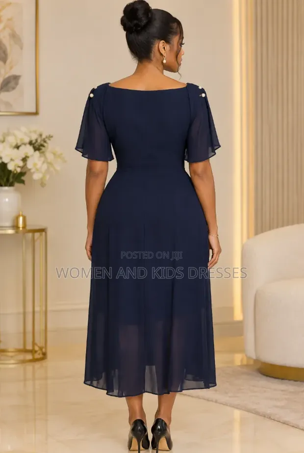 Women's Navy Blue Office Dress (Size M, L) - 1