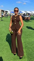 Ladies Two Piece Outfit - Brown, Classic Style - 2