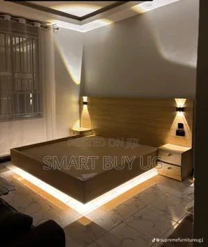 Solid Wood Bed Frame - Queen Size - Dark Finish