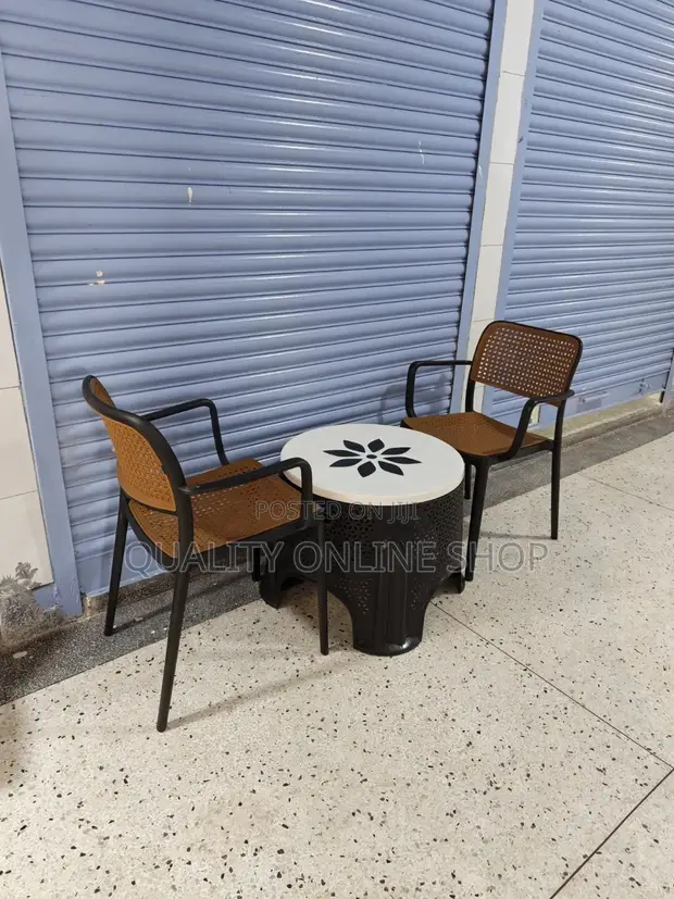 Coffee Plastic Table and Chairs Set - 1