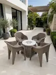 4 Seater Round Plastic Dining Set - Gray - 2