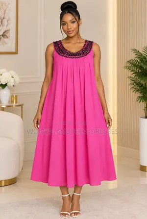 Women's Sleeveless Hot Pink Chiffon Dress