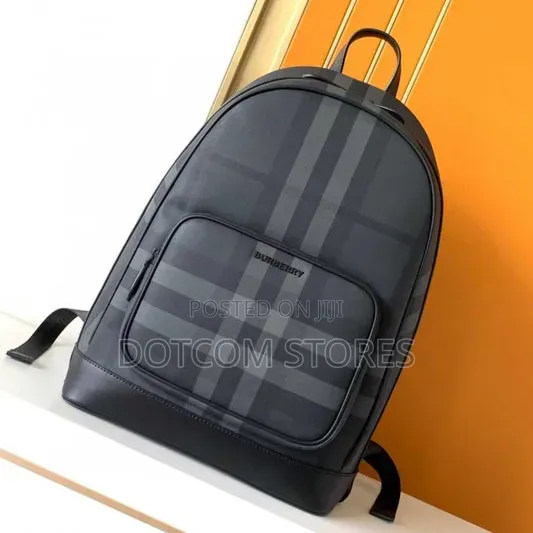 Charcoal Grey Checkered Backpack - 1