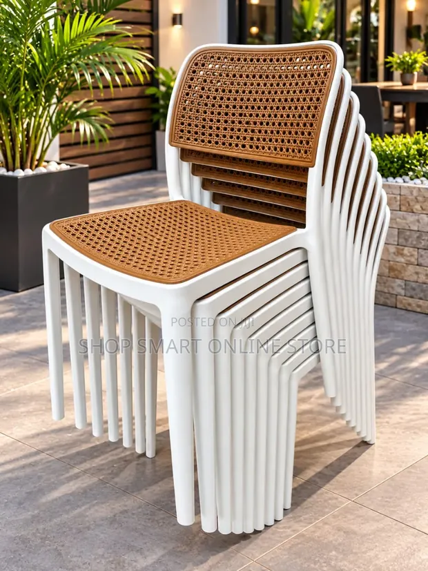 Crown Plastic Dining Chairs (Armless, Brown) - 1