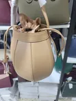 Structured Tan Round Handbag - 2