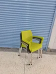 Restaurant Plastic Chairs - Lemon/Matted Metal Stands - 1