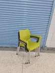 Restaurant Plastic Chairs - Lemon/Matted Metal Stands - 2