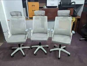 3 Refurbished Grey White Mesh Office Chairs