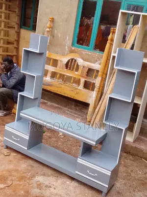 Wood-Mode Gray TV Stand with Drawers