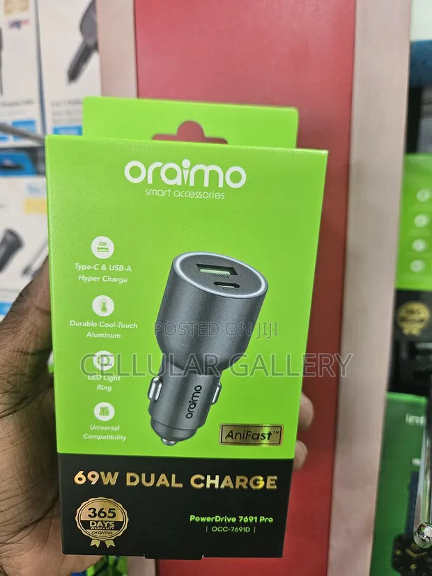Oraimo Car Charger (USB-C & USB-A) 69W Dual Charge - 1