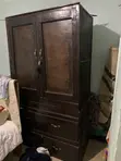 Solid Wooden Double Door Wardrobe with Drawers - 1