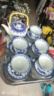 Japanese Blue and White Porcelain Tea Set - 1
