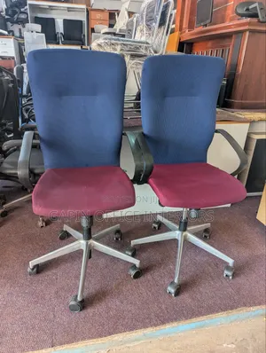 Adjustable High Back Office Chairs (Maroon/Blue)