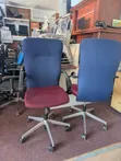 Adjustable High Back Office Chairs (Maroon/Blue) - 4