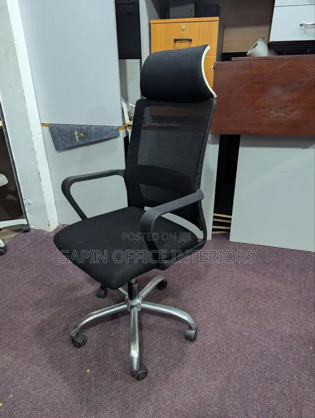Office Chair with Head Support and Fixed Armrests - 1
