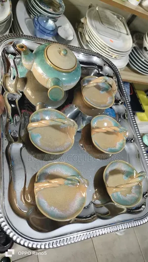 Japanese Ceramic Tea Set with Teapot and Trinket Cups