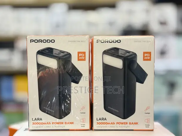 Porodo Lara 30000mAh Power Bank with Cables & Flashlight - 1