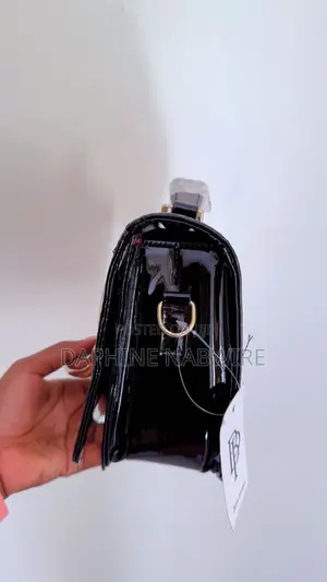 D and Y Signature Black Patent Sculpture Bag